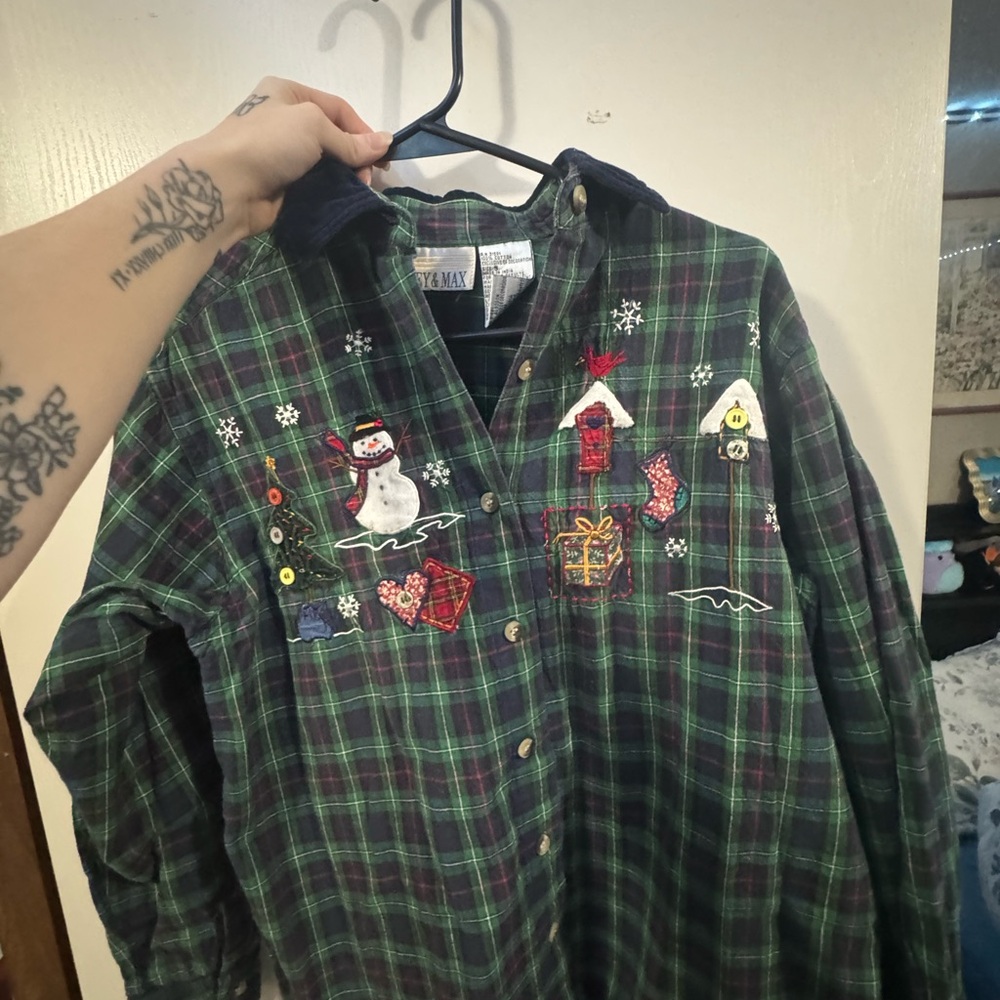 Vintage Patchwork Holiday Plaid Shirt